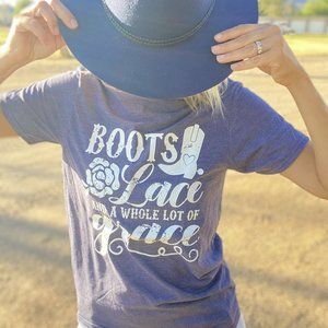 Boots Lace & A Whole Lotta Grace country girl tee
